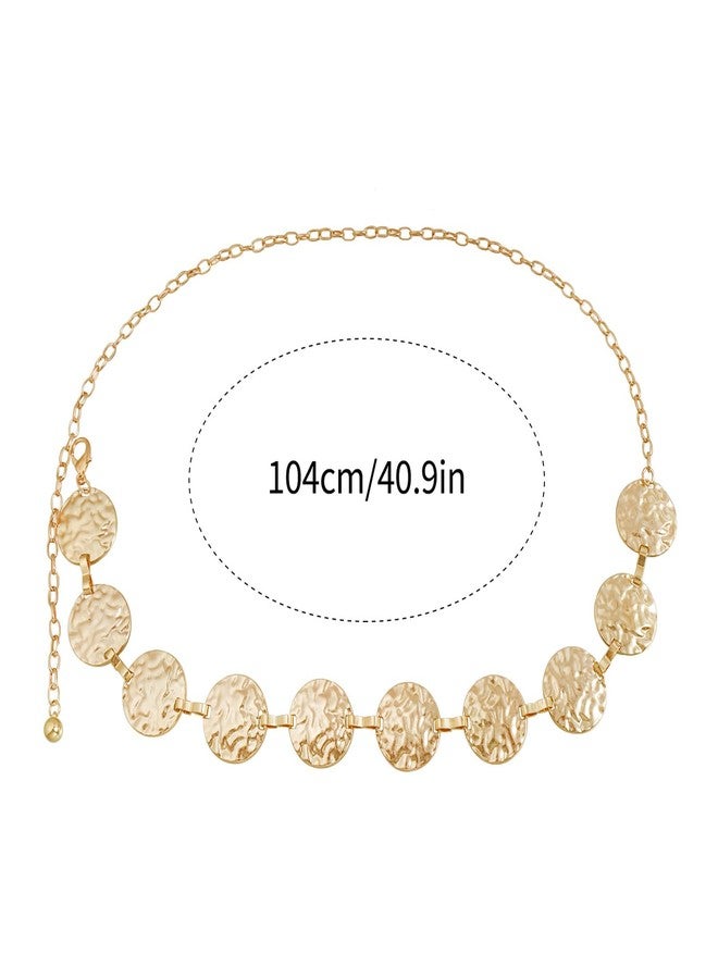 WFik Summer Beach Adjustable Waist Belt Metal Round Waist Body Chain Jewelry Bikini Belly Chain Belt for Women Dress Jeans (Gold) - Image 3